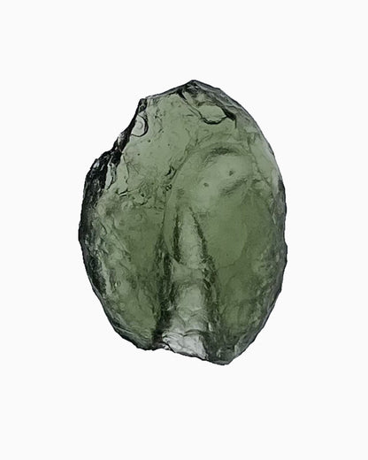 Moldavita en bruto 2,17 g, reverso en macro, relieve y transparencia natural, pieza única