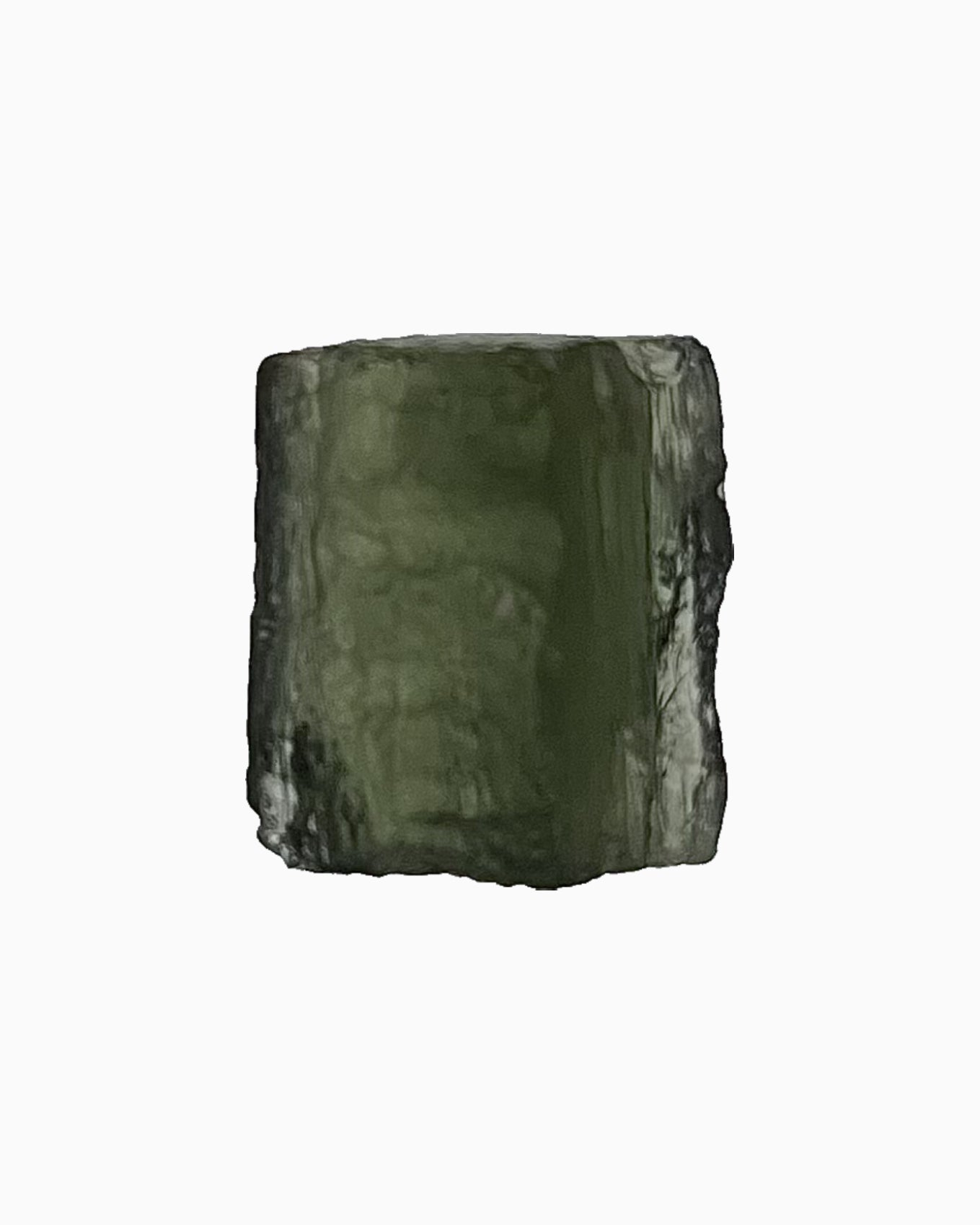 Moldavita en bruto 3,09 g, reverso en macro, relieve y transparencia natural, pieza única