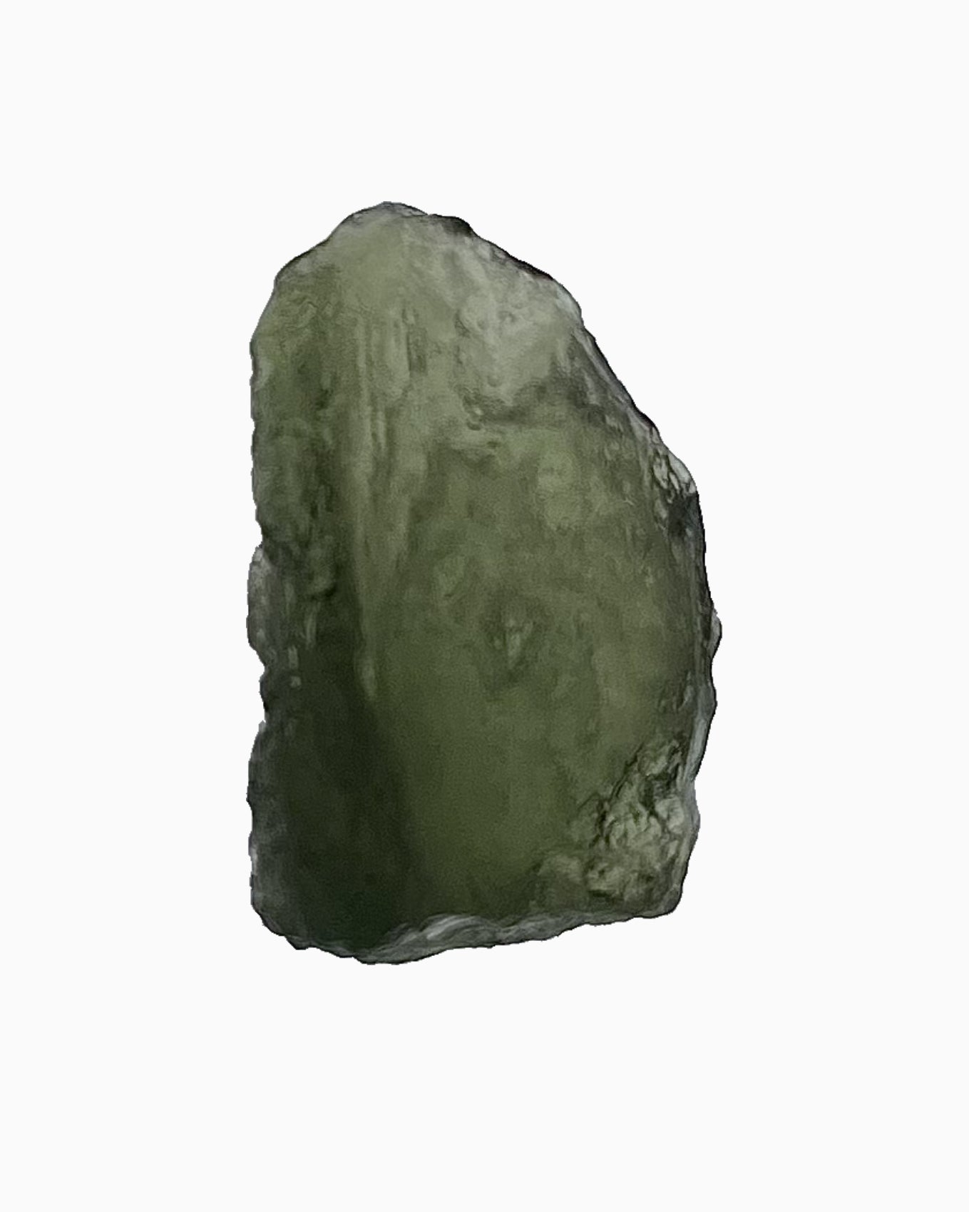 Moldavita en bruto 3,14 g, reverso en macro, relieve y transparencia natural, pieza única