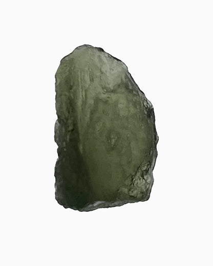 Moldavita en bruto 3,14 g, reverso en macro, relieve y transparencia natural, pieza única