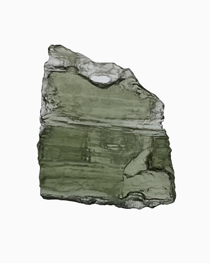 Moldavita en bruto 3,16 g, reverso en macro, relieve y transparencia natural, pieza única