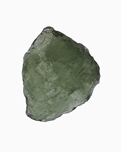 Moldavita en bruto 3,52 g, vista frontal en macro, textura natural, pieza única auténtica