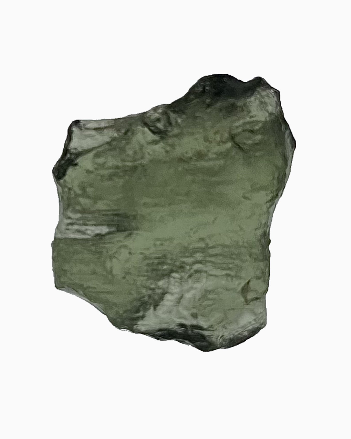 Moldavita en bruto 3,62 g, reverso en macro, relieve y transparencia natural, pieza única