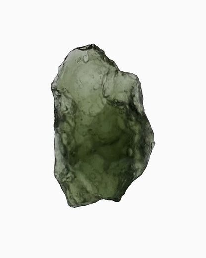 Moldavita en bruto 3,78 g, vista frontal en macro, textura natural, pieza única auténtica