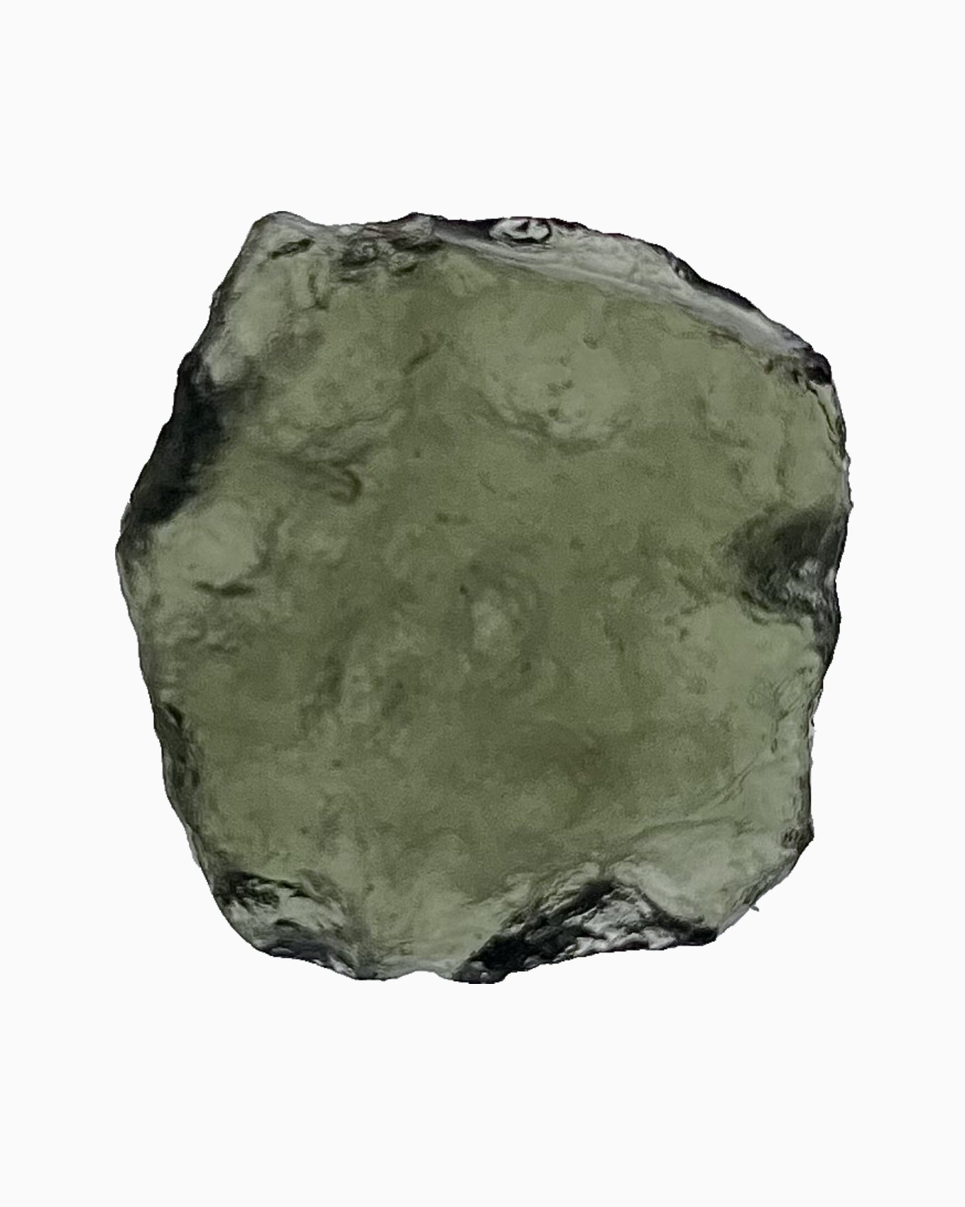 Moldavita en bruto 5,00 g, reverso en macro, relieve y transparencia natural, pieza única